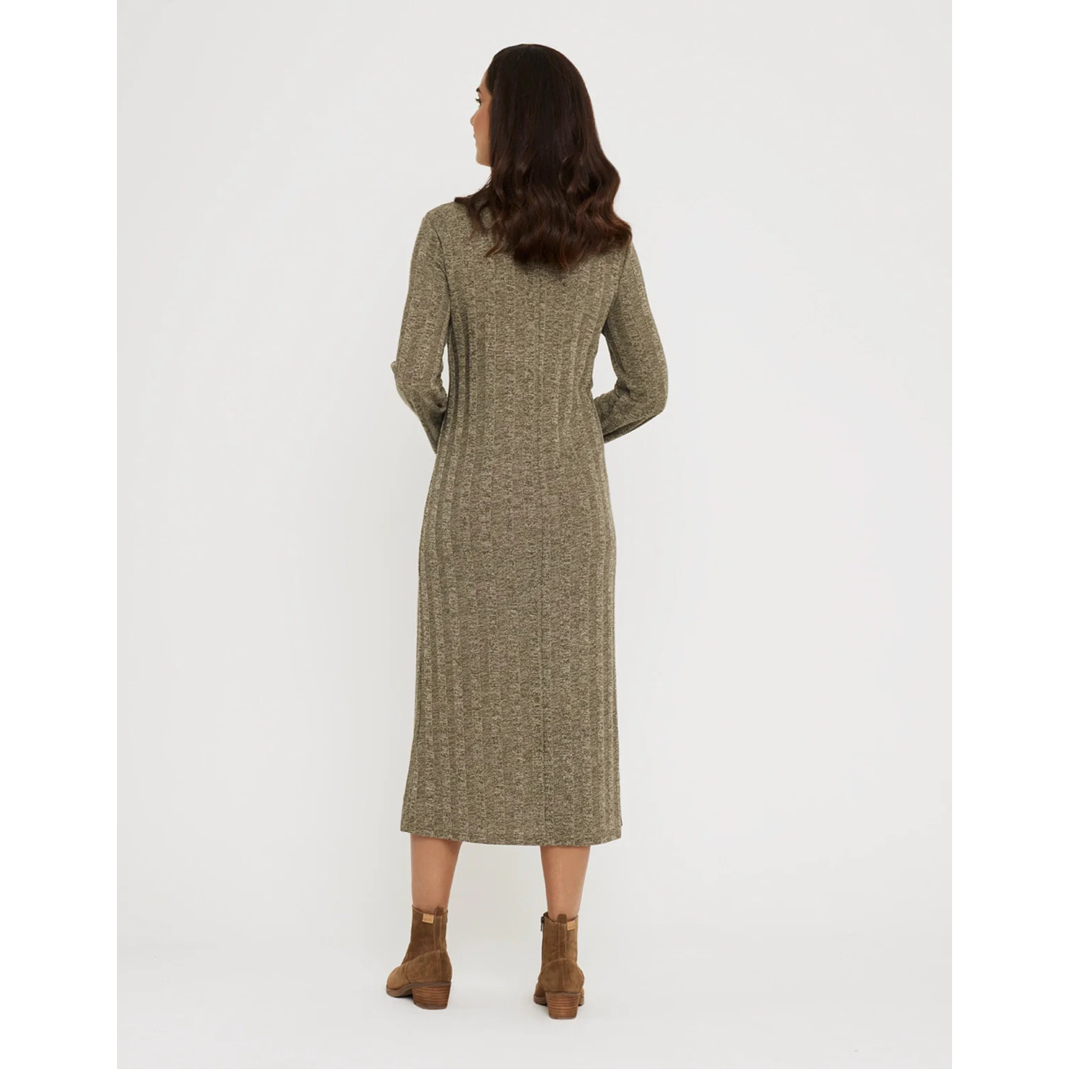 Vestido Largo Rib Mangas - Tidae