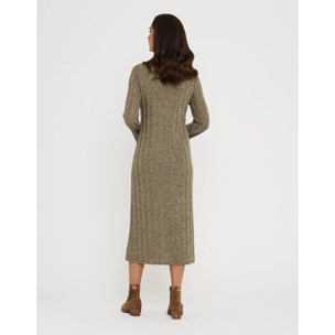 Vestido Largo Rib Mangas - Tidae