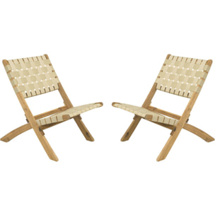 Lot de 2 chaises de jardin en bois "Hanoi" - Beige