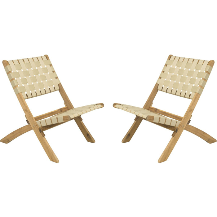 Lot de 2 chaises de jardin en bois "Hanoi" - Beige