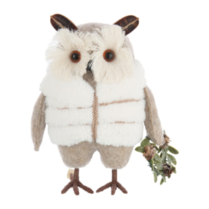 J-Line figurine Hibou + Manteau - polyester - beige/blanc - small