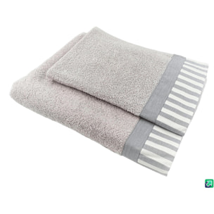 Set Spugna AMALFI 2 Pezzi: Viso+Ospite - Grigio - 450 gr/m² - Puro Cotone