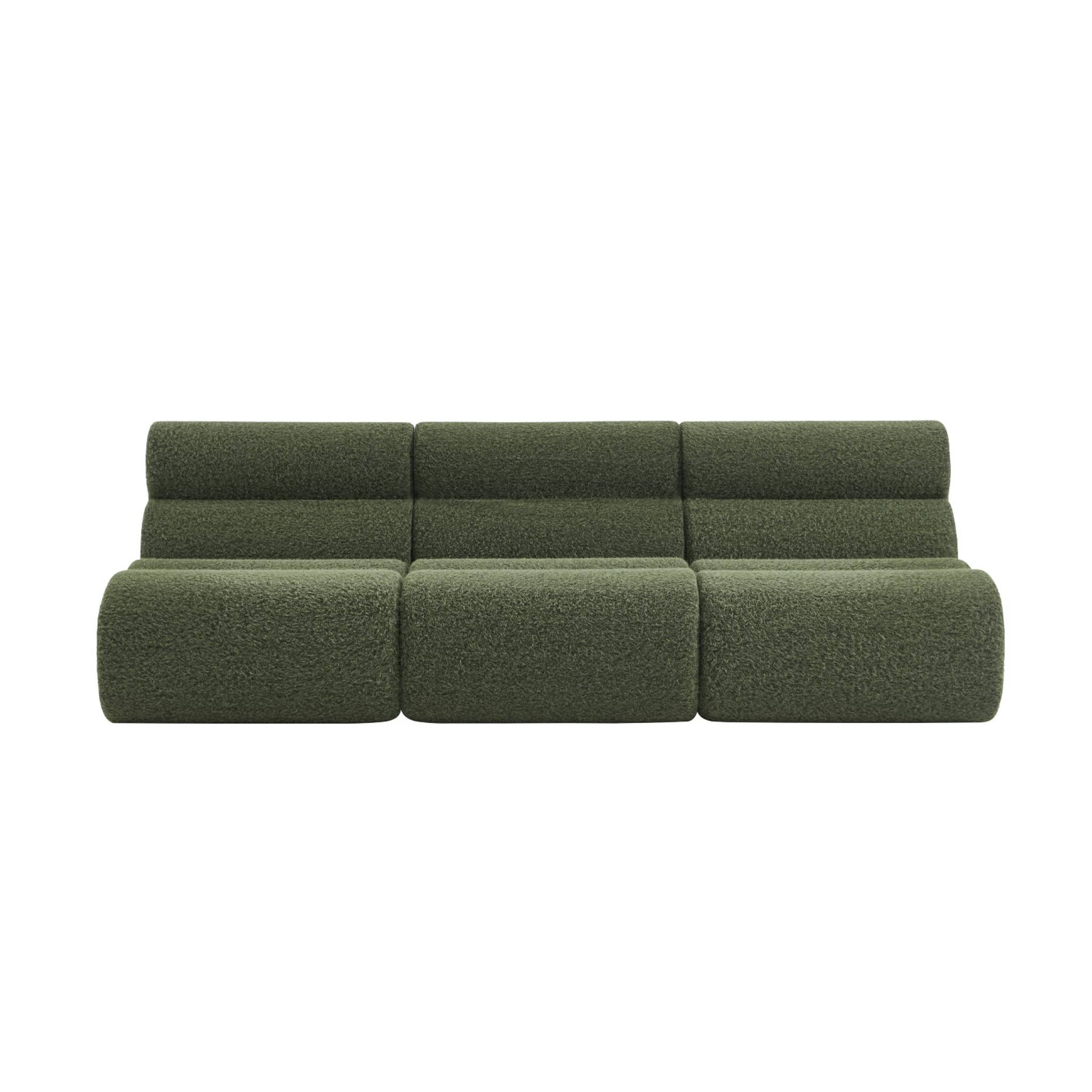 Lot de 3 chauffeuses tissu effet alpaca kaki 1 place - L 81 x P 99 x H 81cm - Nova