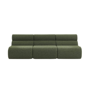 Lot de 3 chauffeuses tissu effet alpaca kaki 1 place - L 81 x P 99 x H 81cm - Nova