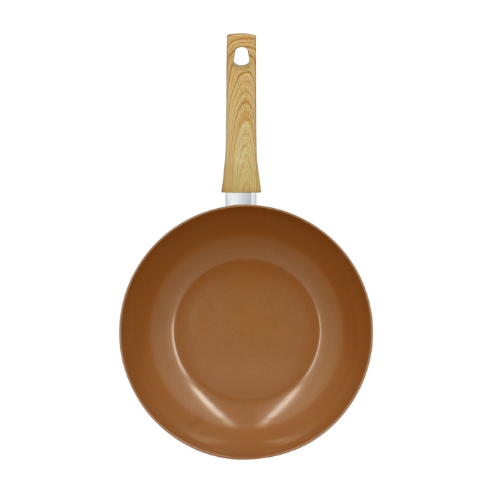 Wok 28cm avec revêtement céramique noisette - tous feux COLORAMA