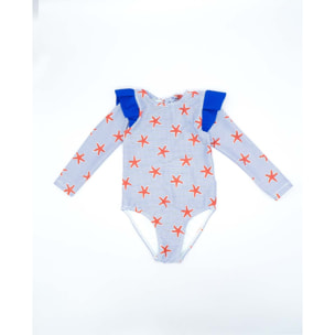 BAÑADOR MANGA LARGA ESTRELLAS ROJAS