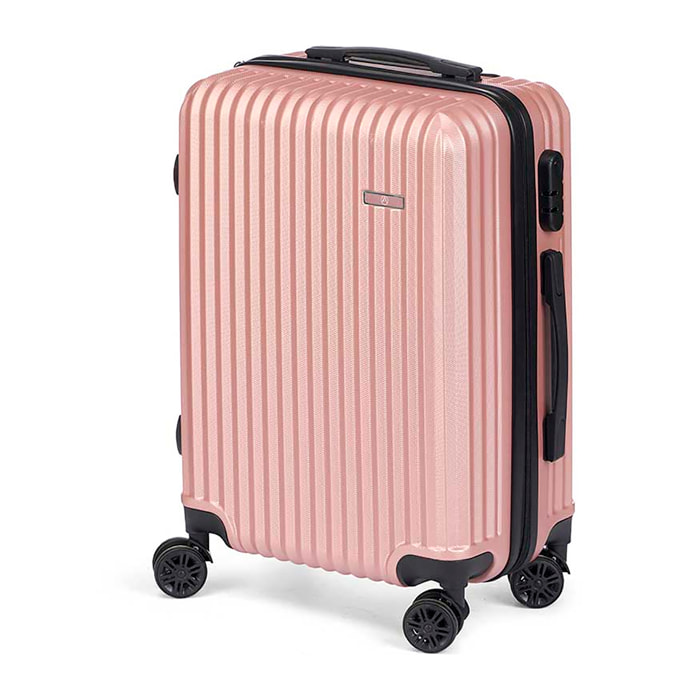 Valigia trolley da cabina in ABS, leggera e resistente. Progettazione del nastro.