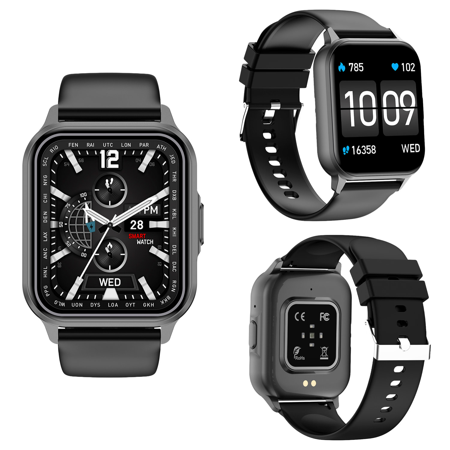 Smartwatch ZW36 con notificaciones de Apps, varios modos deportivos. Monitor de tensión y oxígeno, termómetro.