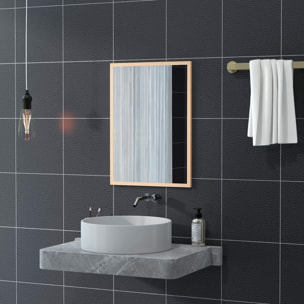 Espejo de Pared Espejo de Baño 50x70 cm Espejo Rectangular Decorativo para Salón Entrada Pasillo Horizontal o Vertical Natural