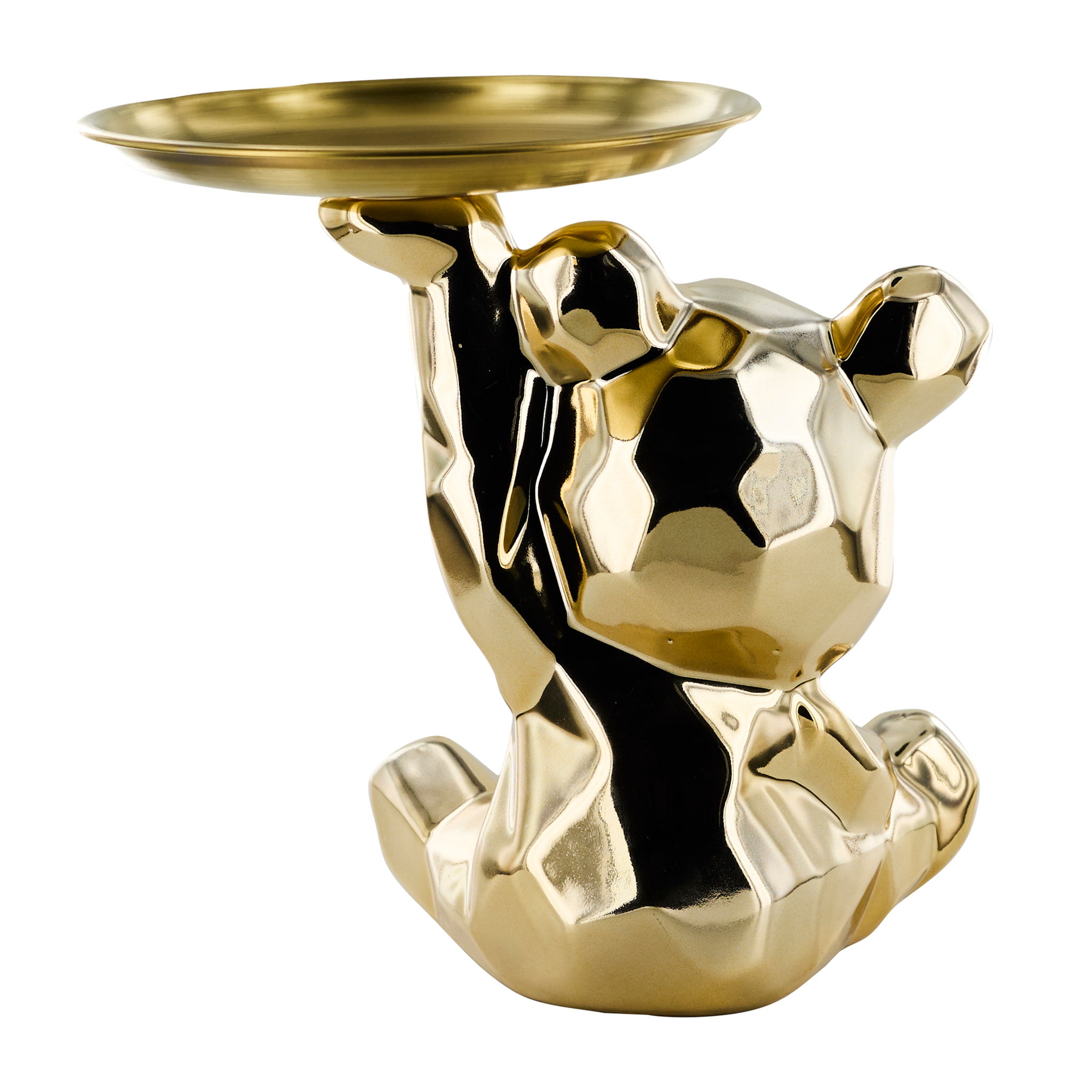 Statue Ourson Vide Poche Dore H12cm