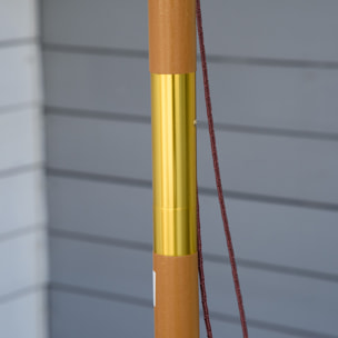 Sombrilla Terraza Exterior Ø300 cm Sombrilla de Jardín con Sistema de Polea Techo Ventilado y Poste Desmontable de Madera Parasol para Patio Terraza Caqui
