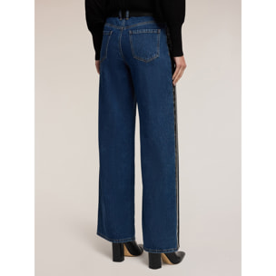 Motivi - Jeans palazzo con bandas laterales - Azul