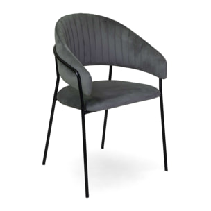 Poltrona Chloe Vacchetti in velluto grigio con struttura nera cm59x51h83,5