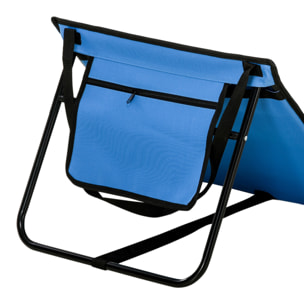 Conjunto de 2 Esterillas de Playa Plegable Esteras Acolchadas de Tela Oxford PVC 600D con Respaldo Reclinable y Bolsa de Transporte para Jardín 142x51x40 cm Azul