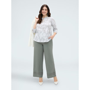Fiorella Rubino - Pantalones Wide Leg con detalle ajour - Verde militare