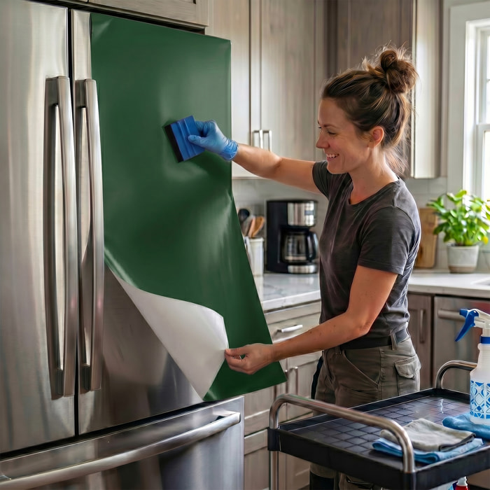 Rouleau adhésif décoratif Vinyle au Mètre - Vert fonce - Sticker Lavable Imperméable Mur Cuisine Meubles