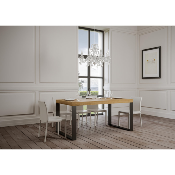 Table extensible 90x180/440 cm Tecno Premium Chêne Nature cadre Anthracite