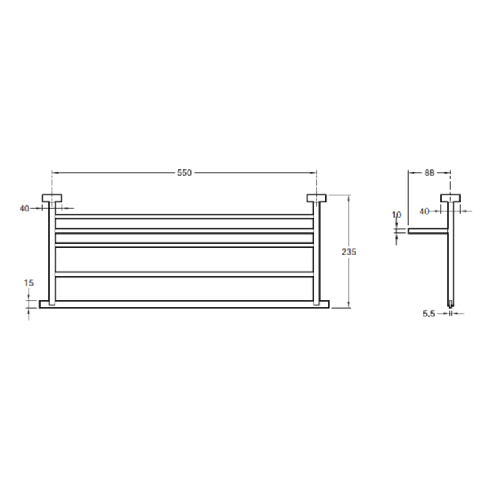 Porte serviettes Moderne 56 cm Chrome