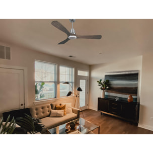 Ventilateur de plafond Réversible  Thermostat Dimmable Wifi Moteur à courant continu Toits en pente Télécommande Lumière à trois tons Hypersilence Mémoire