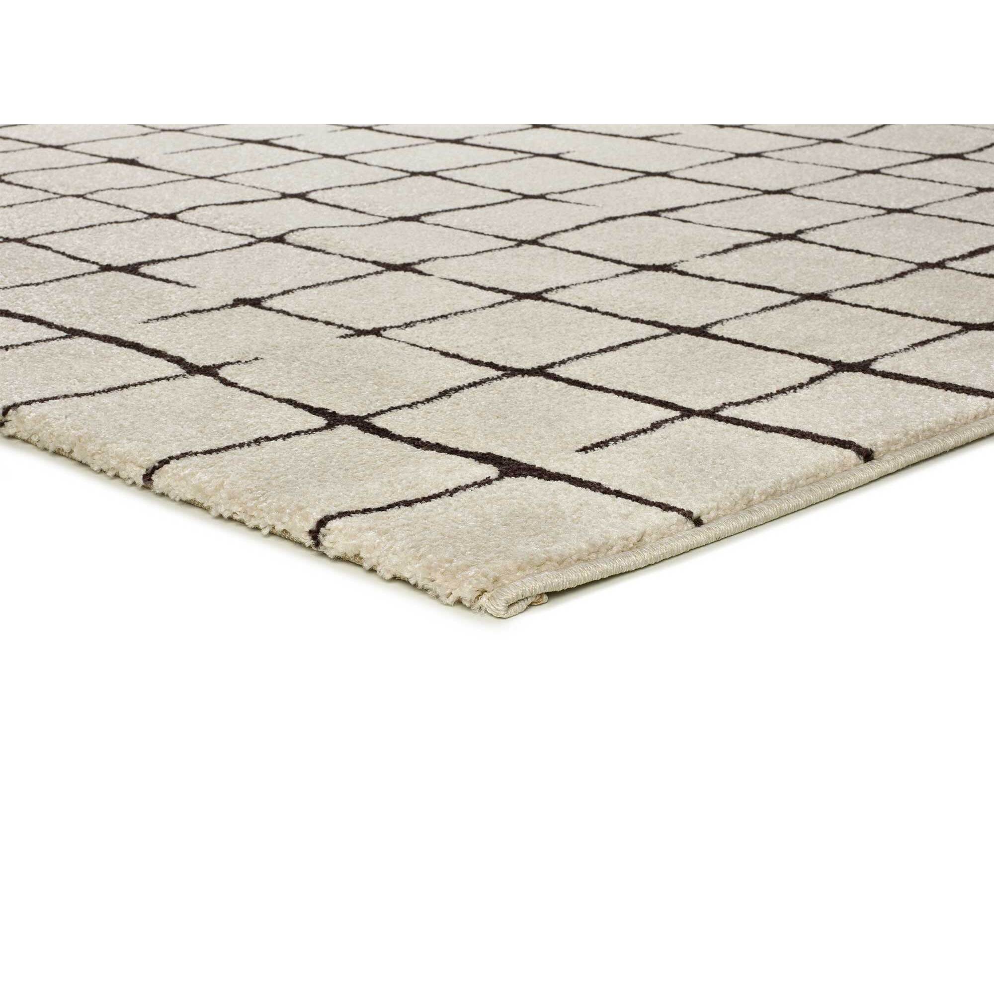 RETRO Alfombra pelo corto con diseño geométrico en blanco y negro, varias medidas disponibles.