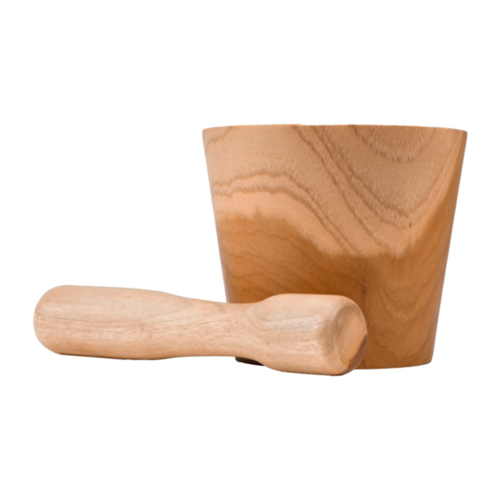 Pilon et mortier à épices en bois de teck de forme cylindrique - JACOB