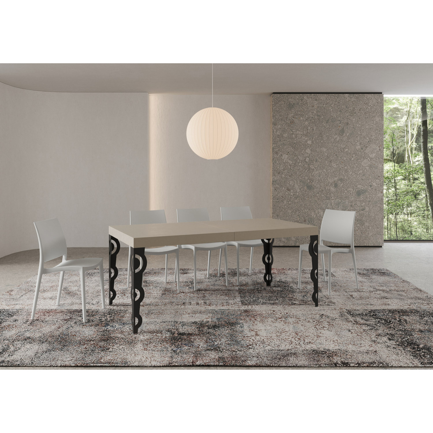 Mesa extensible 90x200/460cm Karamay cachemira patas antracita