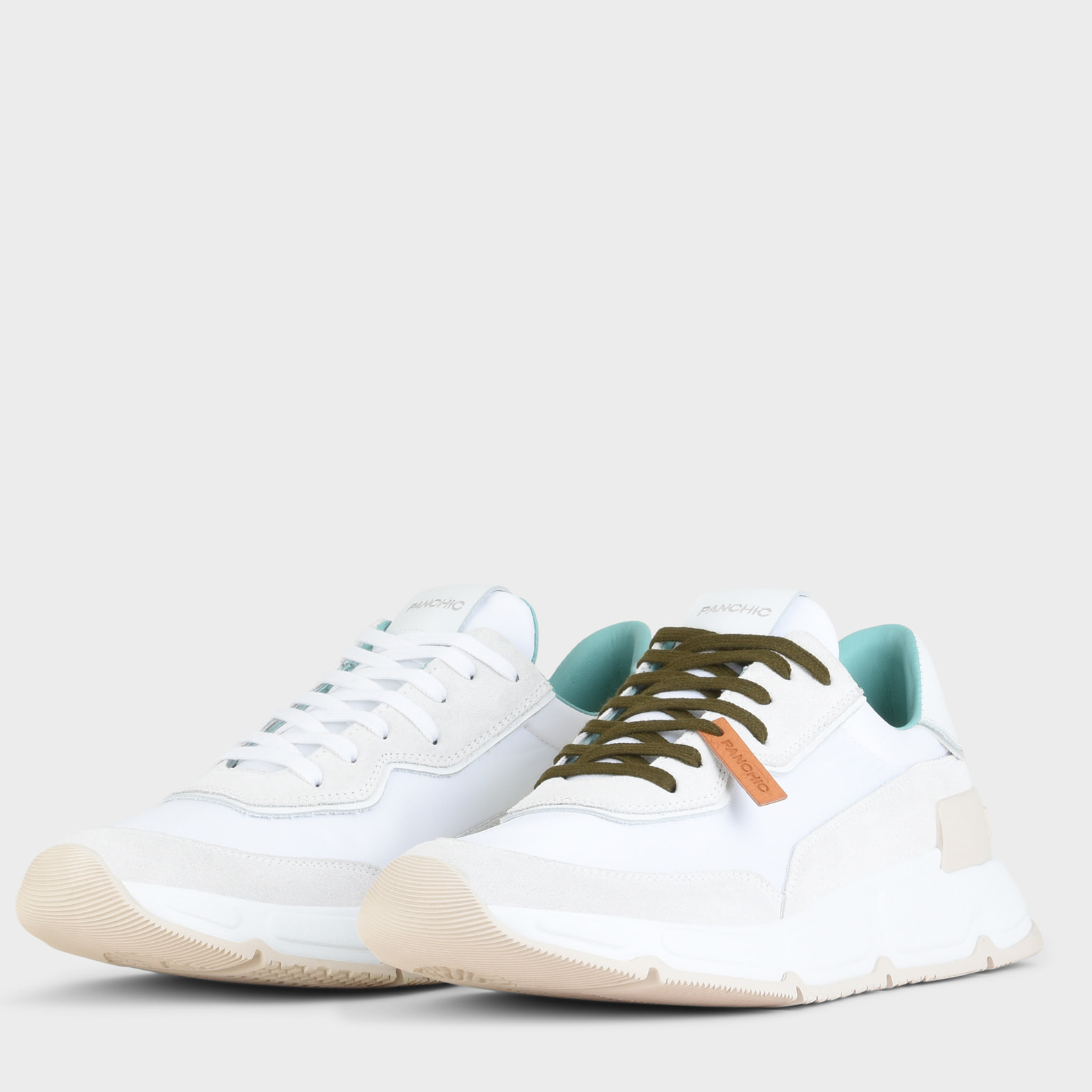 SNEAKER HOMBRE P06 DE NAILON ANTE Y PIEL EFECTO ESPEJO BLANCO