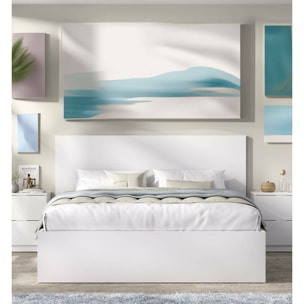 Letto matrimoniale Ignacio, Sommier per camera da letto, Giroletto per stanza, Struttura porta materasso, 169x205 h100 cm, Bianco