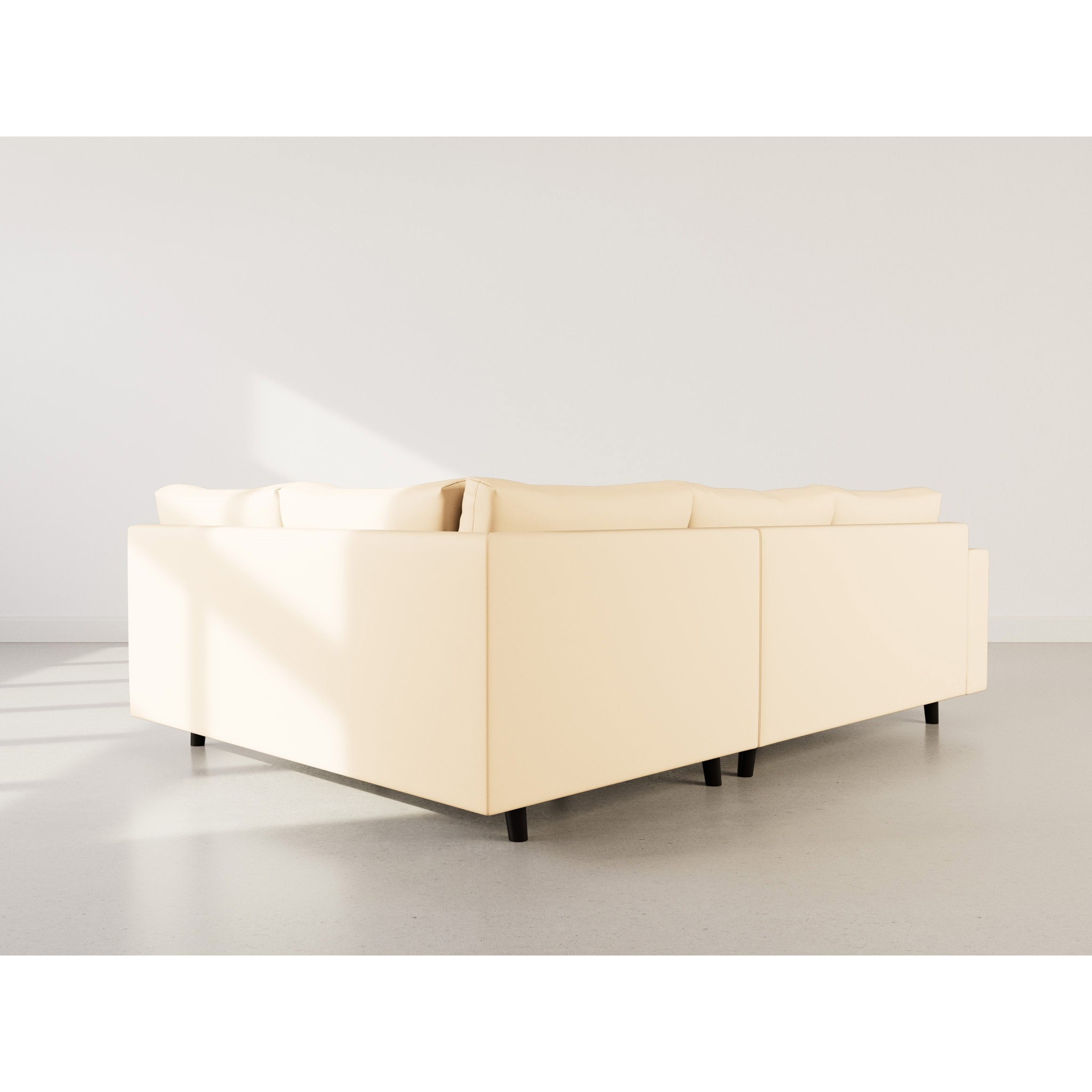 Rune - canapé d'angle droit 4 places en simili - Beige