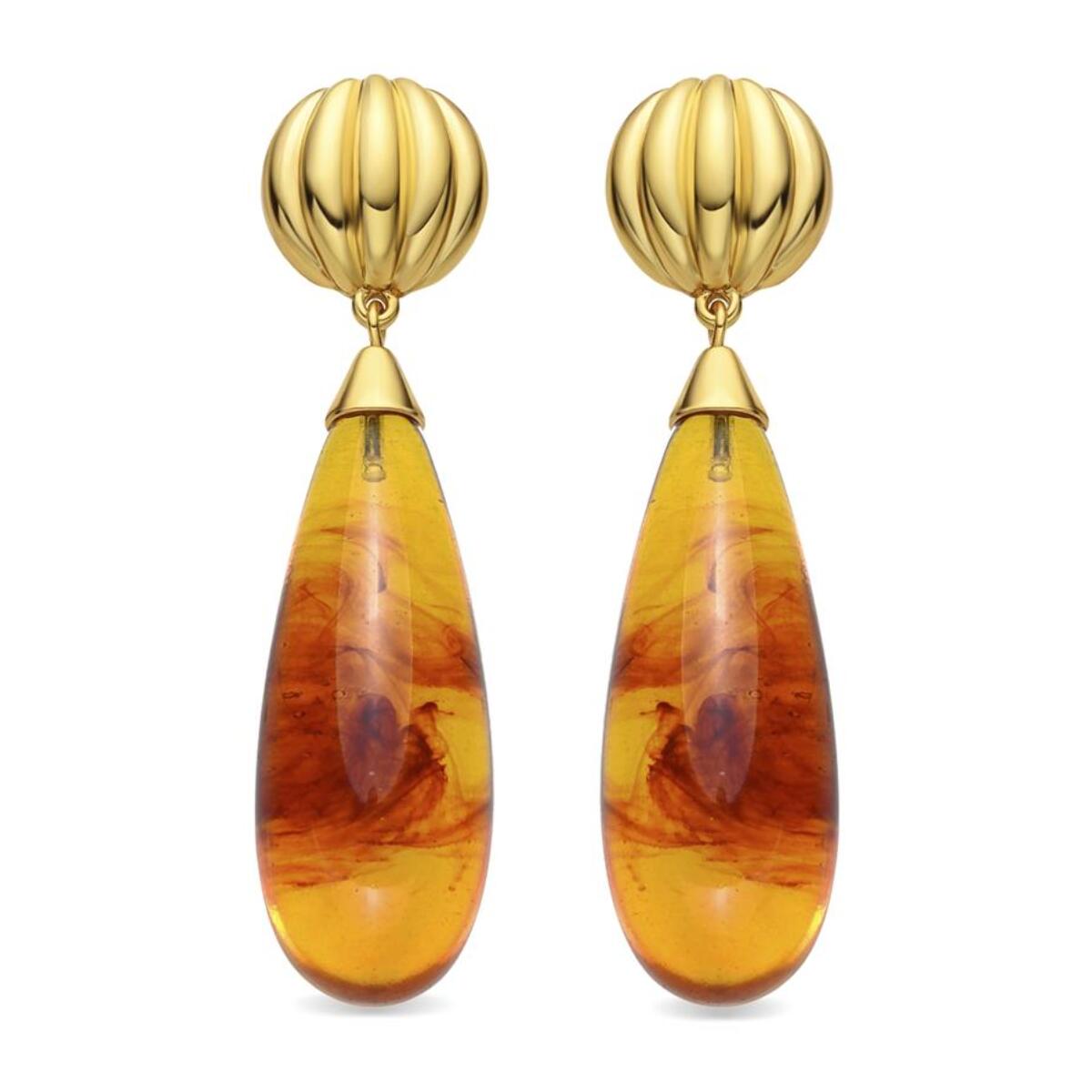 Pendientes con Resina Ambar acabado oro 18k