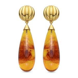 Pendientes con Resina Ambar acabado oro 18k