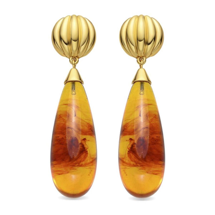 Pendientes con Resina Ambar acabado oro 18k