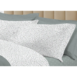 Completo Lenzuola Linea 3027 In Percalle Fantasia Floreale Disegno Melody Verde