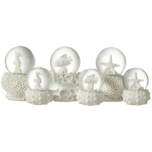 J-Line boule de neige Mer - polyrésine - blanc - large - 3 pcs
