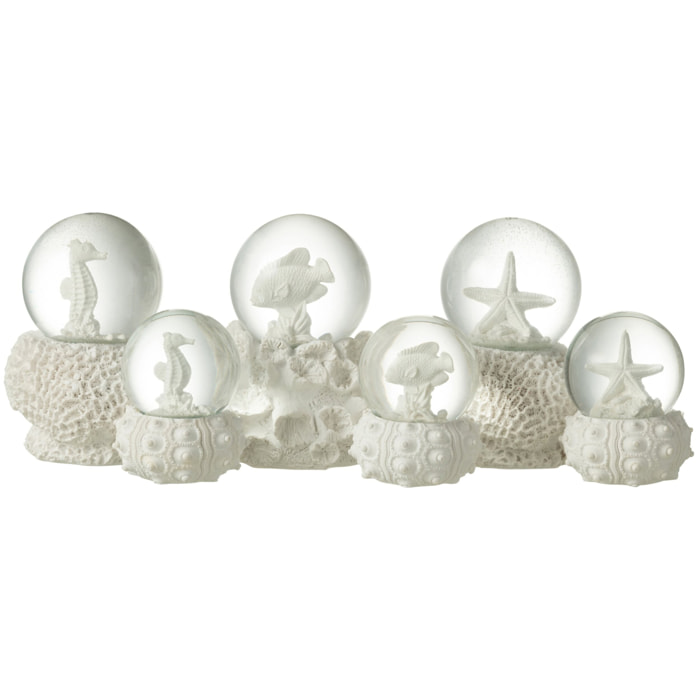 J-Line boule de neige Mer - polyrésine - blanc - large - 3 pcs