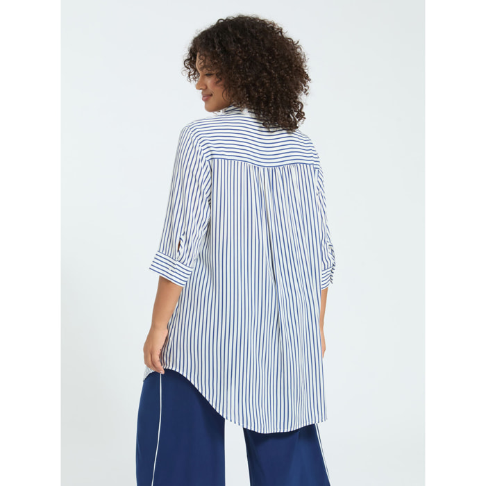 Fiorella Rubino - Camisa de rayas en muselina de viscosa - Azul