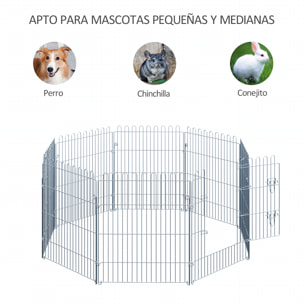 Parque para Mascotas 8 Vallas de Metal 63x76cm Plata