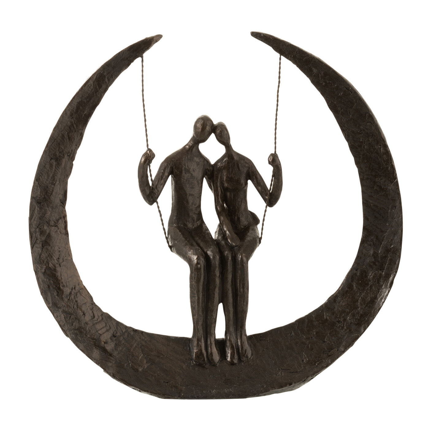 J-Line décoration Couple Sur Balançoire - polyrésine - brun foncé