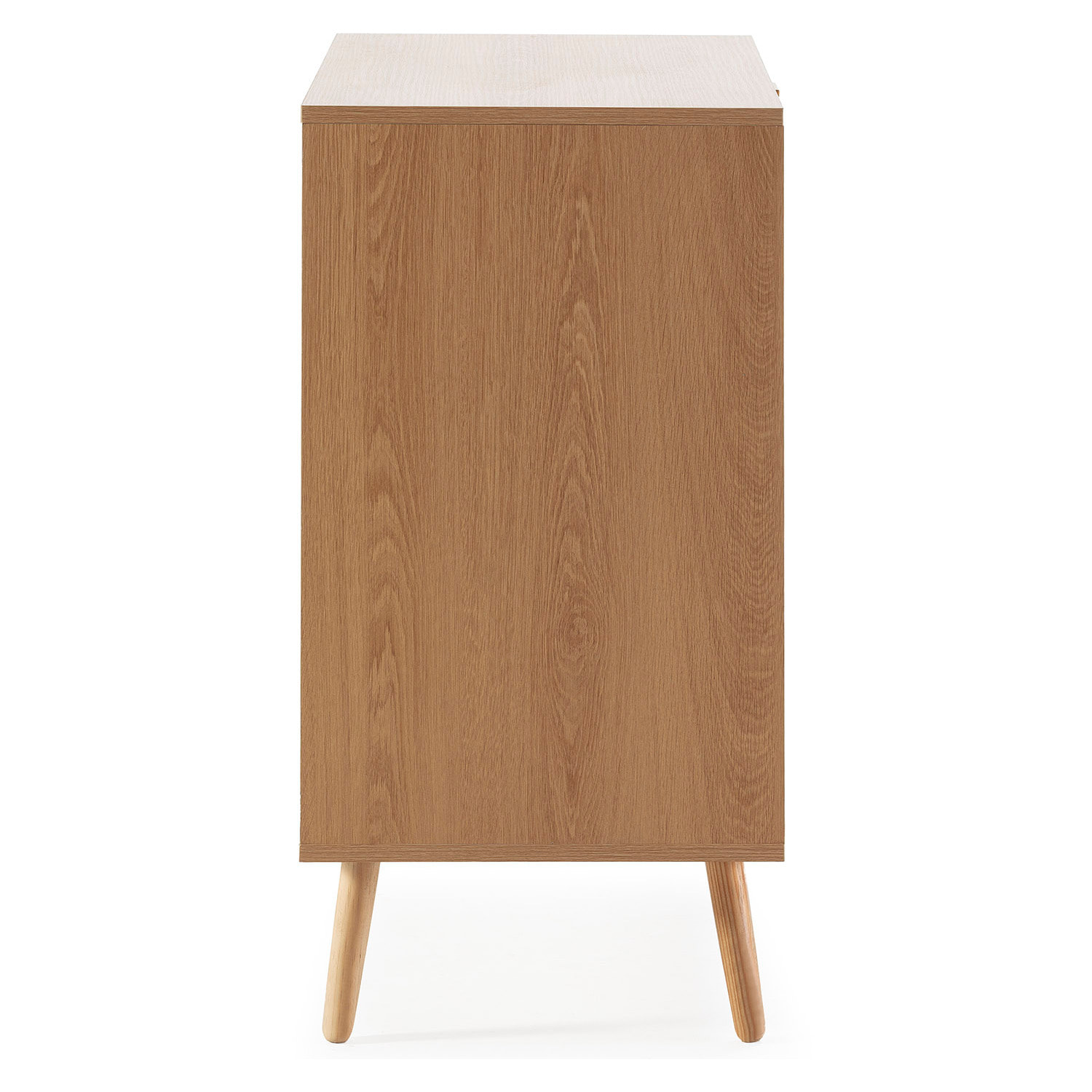 Cómoda de noche Lluvia 3 cajones color roble, 80 cm ancho