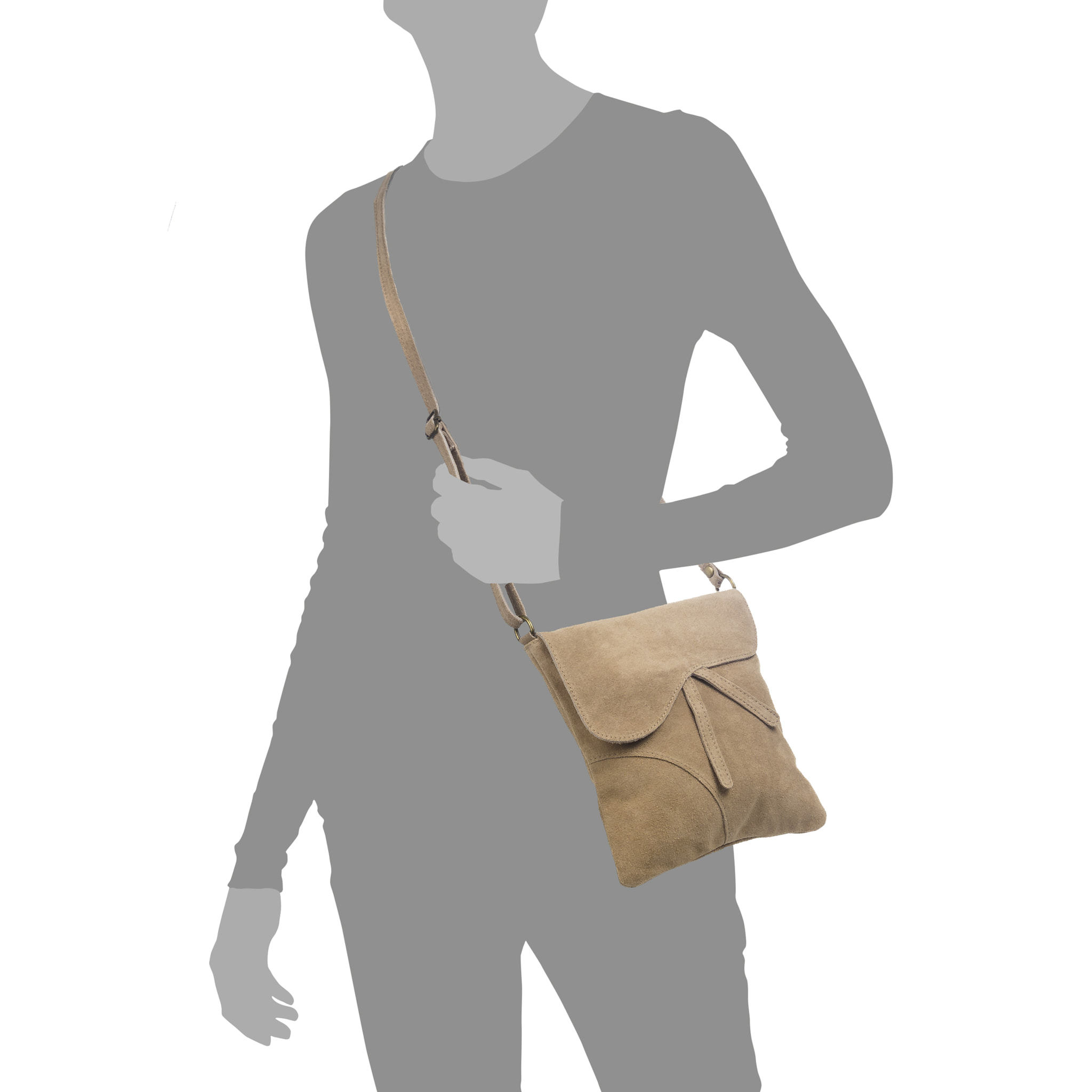 Ulfa Bolso bandolera Mujer.Piel auténtica Gamuza