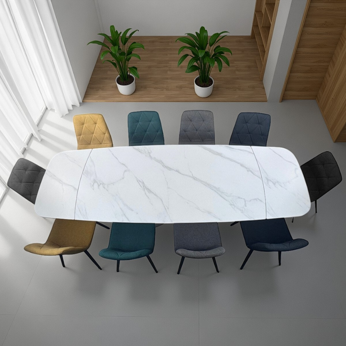 Tomasucci Table extensible KAJA en marbre blanc - GRIS