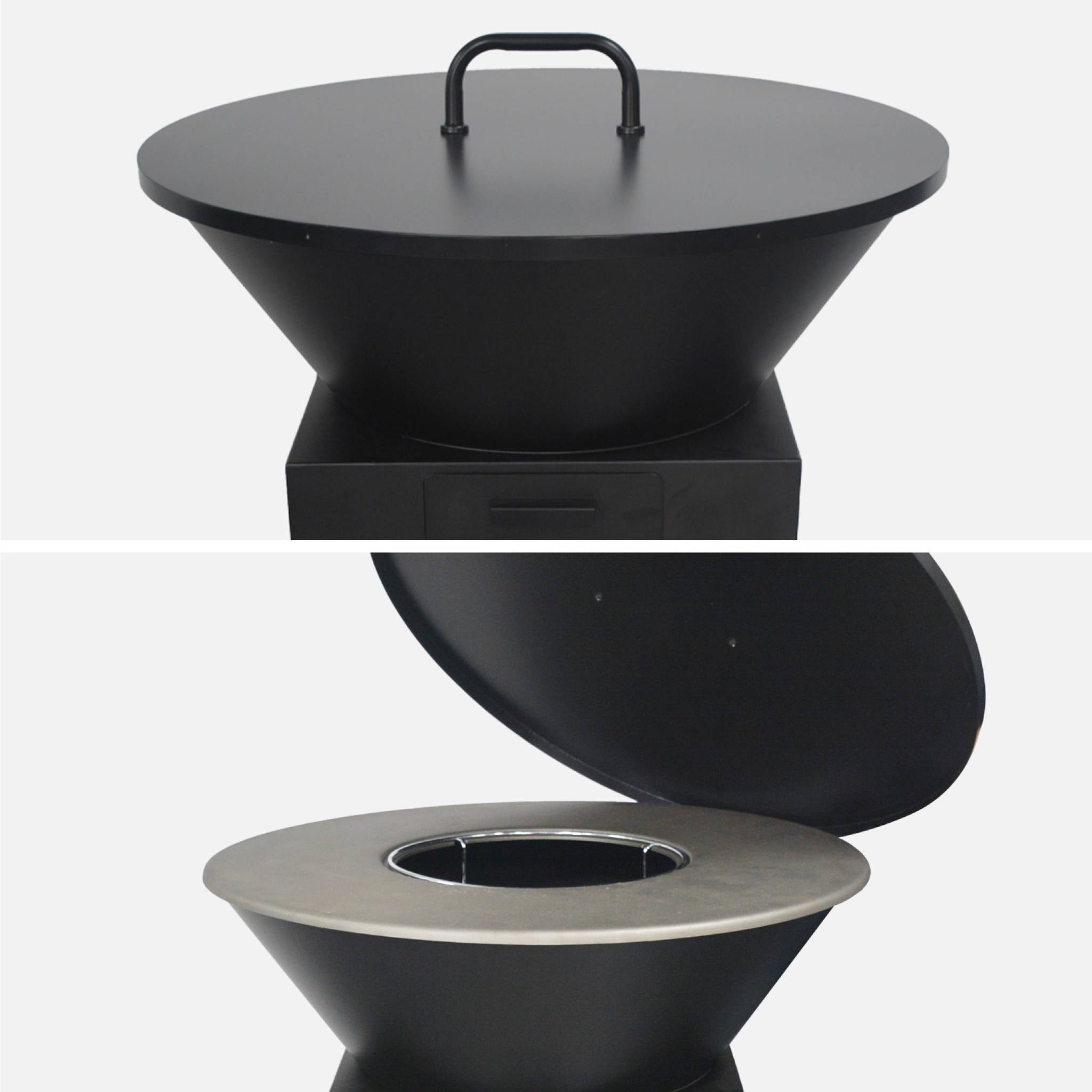 Brasero barbecue Ø81,5cm avec grille de cuisson, espace de rangement, couvercle et ustensiles MOMBACHO