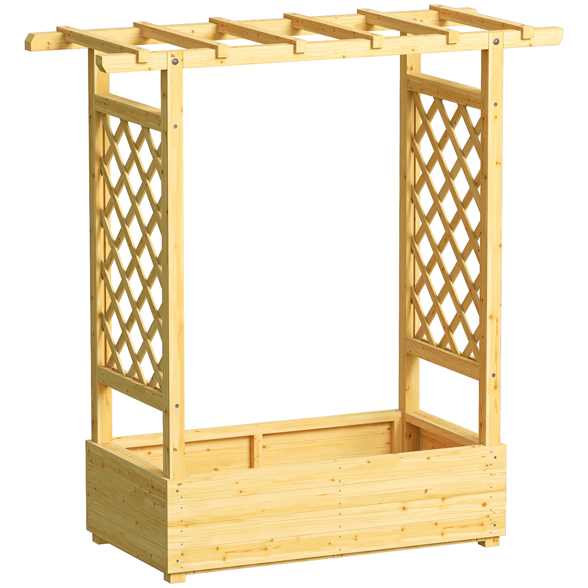 Jardinière treillis intégral latéral et toit - 110 x 44 x 113 cm - bois sapin pré-huilé
