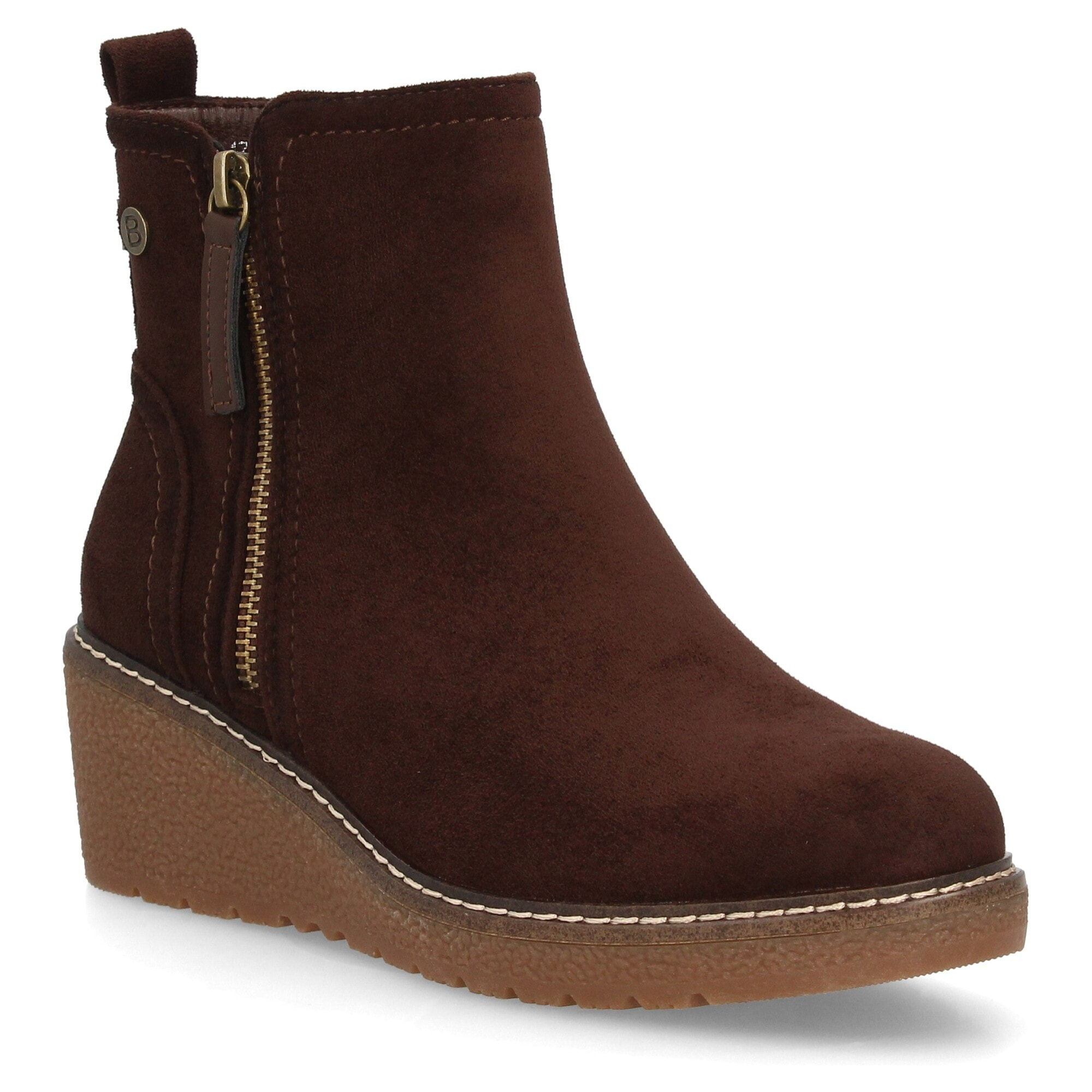 Botin de cuña para mujer, comodo y diseño elegante. Detalles de costura y doble cremallera