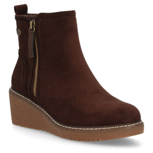 Botin de cuña para mujer, comodo y diseño elegante. Detalles de costura y doble cremallera