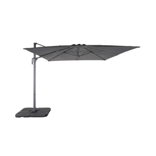 Parasol déporté rectangulaire 3x4m – Antibes – gris – parasol déporté. inclinable. rabattable et rotatif à 360°