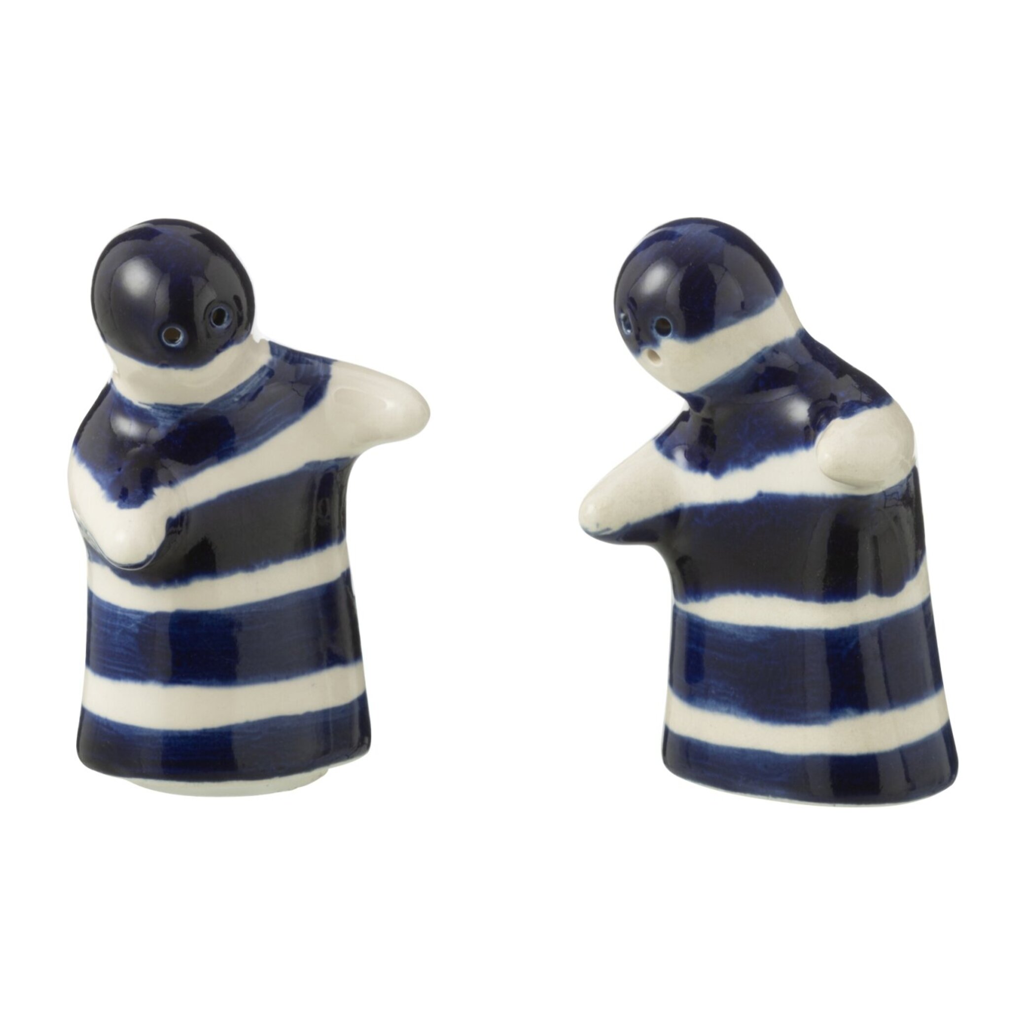 J-Line salière + poivrière Granada Stripes - céramique - blanc/bleu