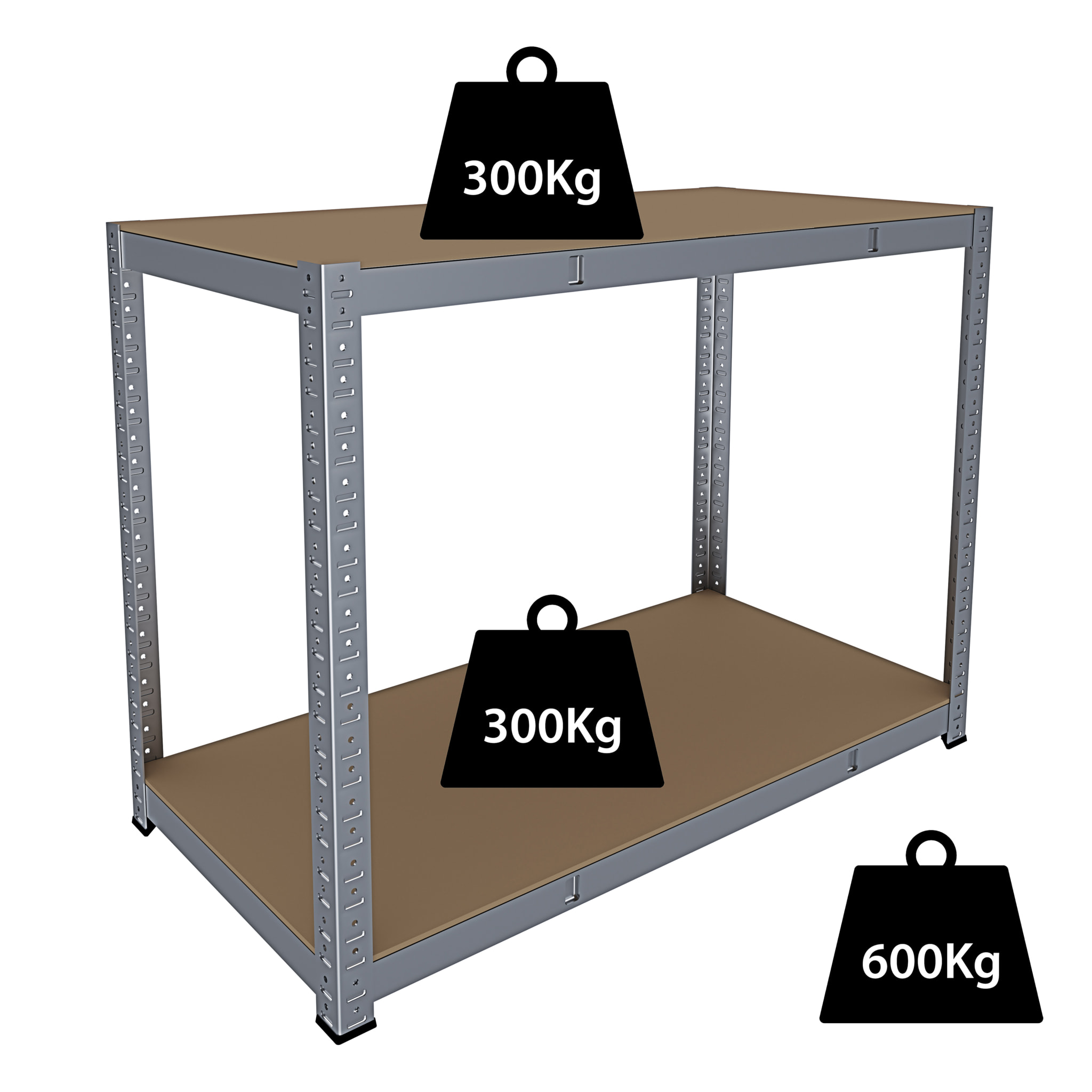 Banco Tavolo Da Lavoro Senza Bulloni In Acciaio Metallo e MDF Portata Fino a 600 Kg Con 2 Ripiani Regolabili Garage Officina Cantina 87 x 120 x 60 cm