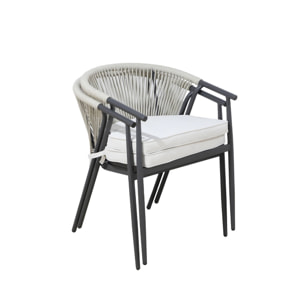 Fauteuil de jardin empilable acier et cordes (lot de 2) LIORA