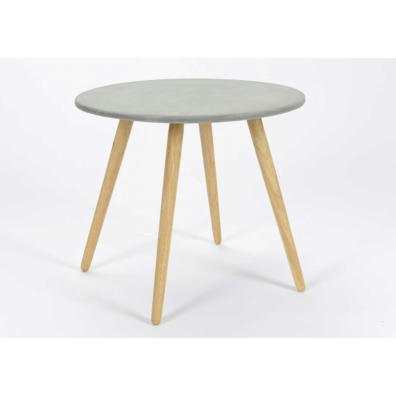 Bout de canapé rond pieds bois et plateau béton D65xH57cm